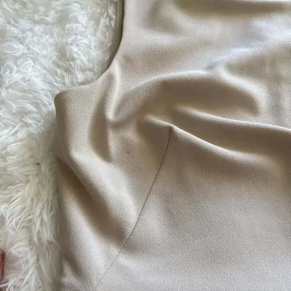 Calvin‎ Klein Sleeveless Pleated Peplum Dress Nude Sz 10 NWT - Picture 4 of 5